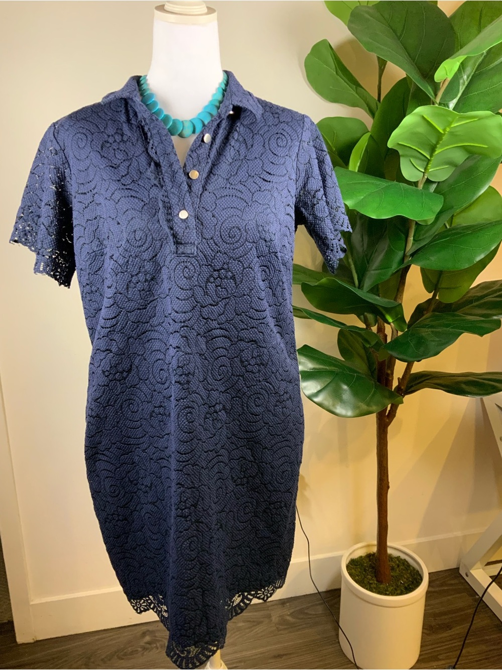 Banana Republic Navy Lace Polo Shift Dress